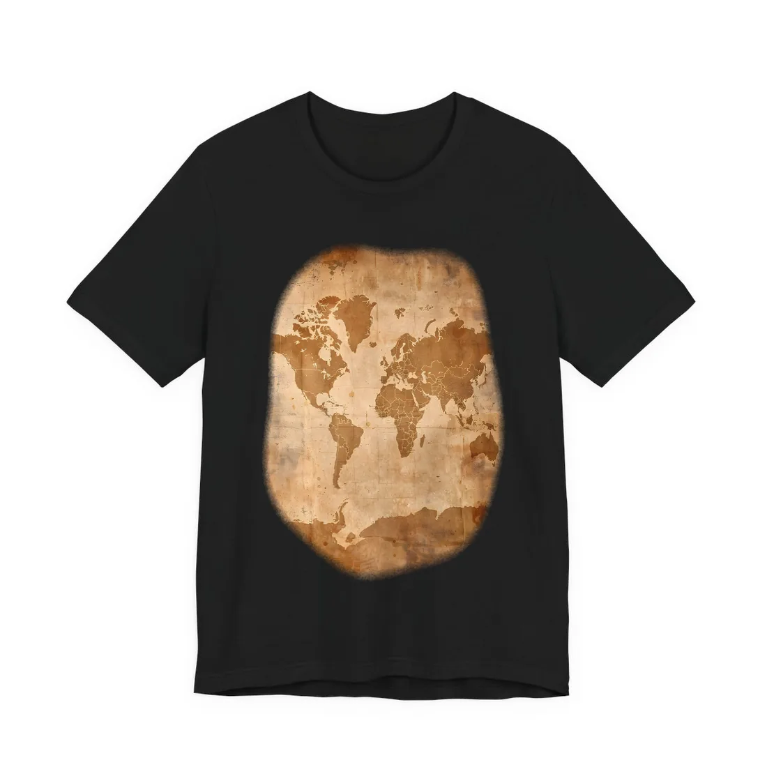 Vintage World Map: Artistic Cartography on Canvas - T-Shirt (Black)