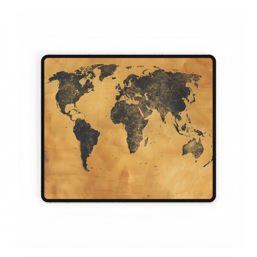 Vintage World Map: Decorative Art Piece - Desk Mat