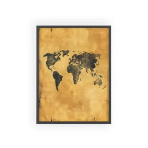 World Map on Parchment Framed Poster