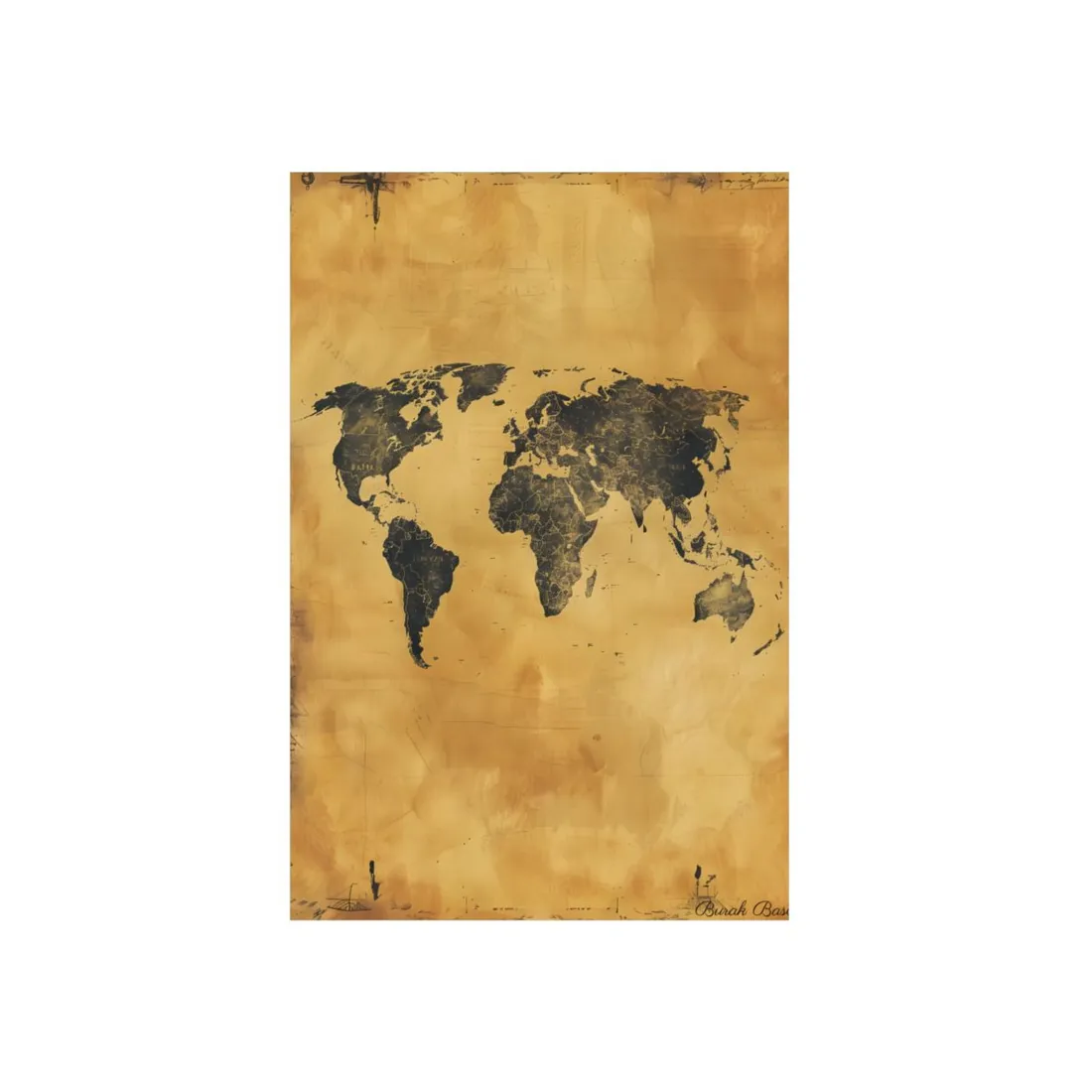 Vintage World Map: Decorative Art Piece - Metal Poster
