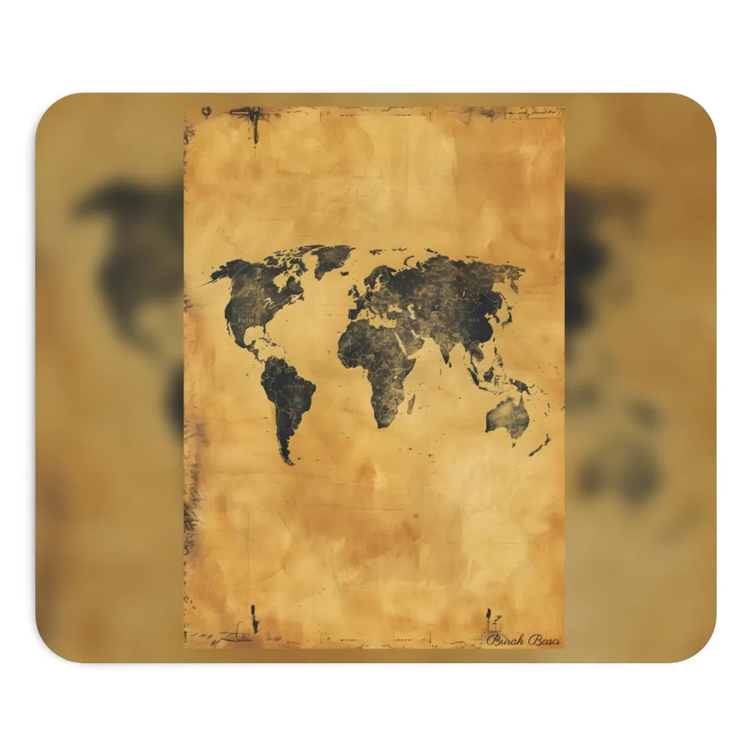 Vintage World Map: Decorative Art Piece - Mouse Pad