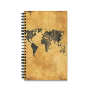 World Map on Parchment Spiral Notebook