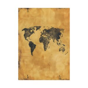 World Map on Parchment Poster