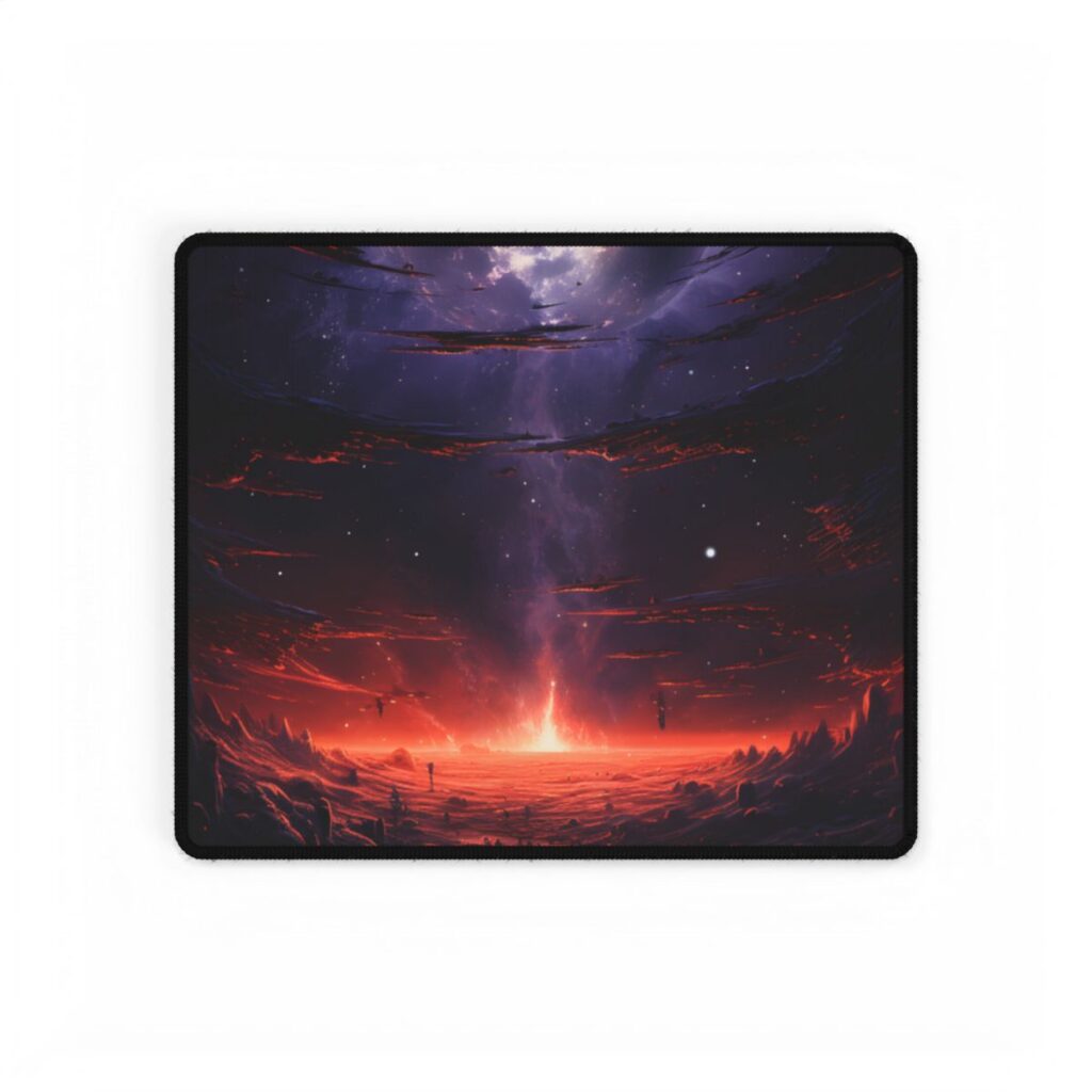 Vivid Black Hole Planet: A Detailed Cosmic Artwork - Desk Mat