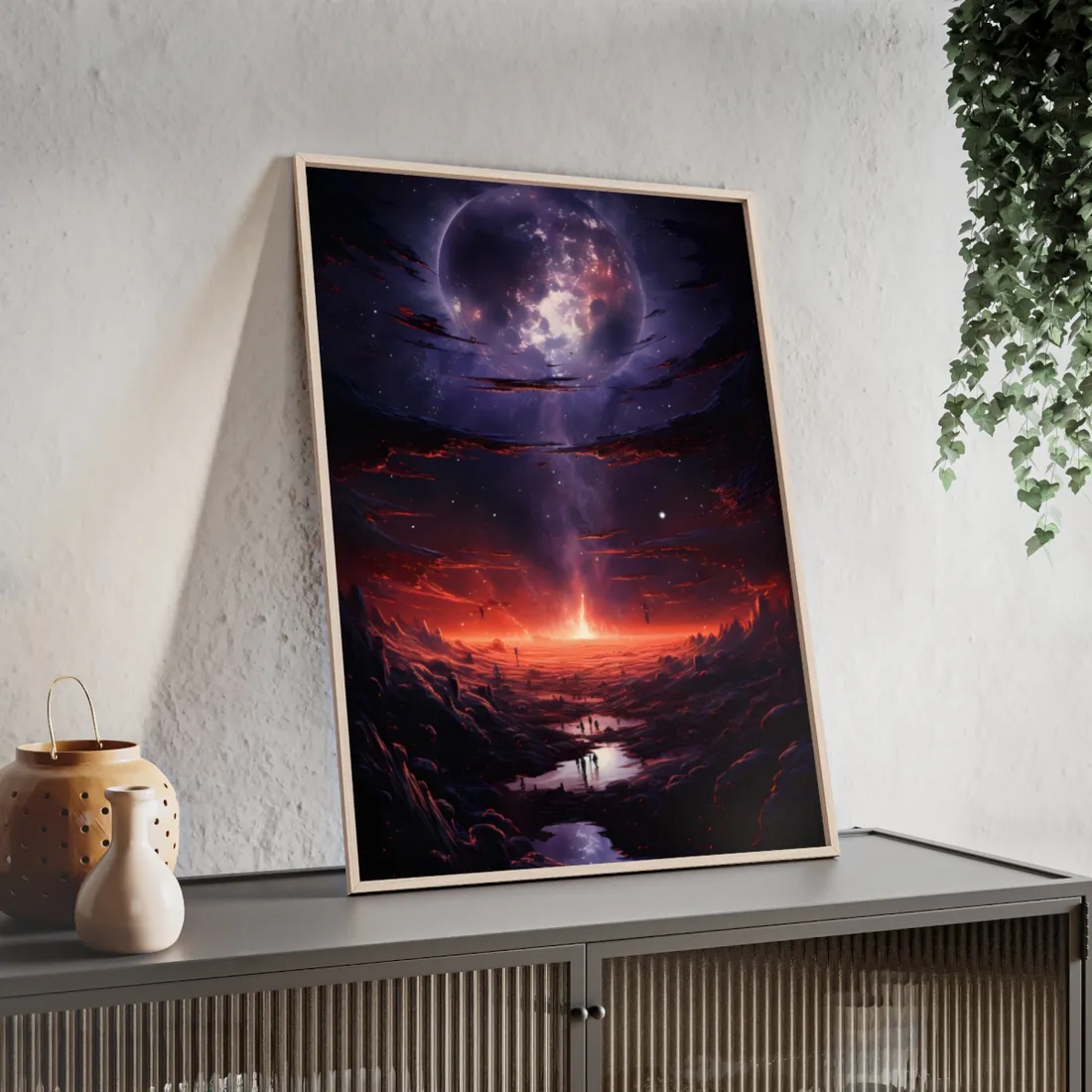 Vivid Black Hole Planet: A Detailed Cosmic - Framed Poster