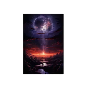 Crimson Horizon Alien Planet Metal Poster