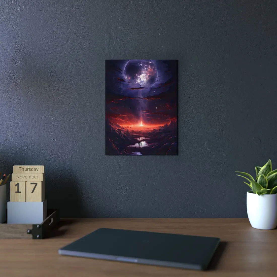 Vivid Black Hole Planet: A Detailed Cosmic - Metal Poster