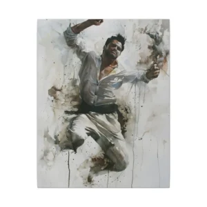 Man Jumping in White Shirt Canvas Print