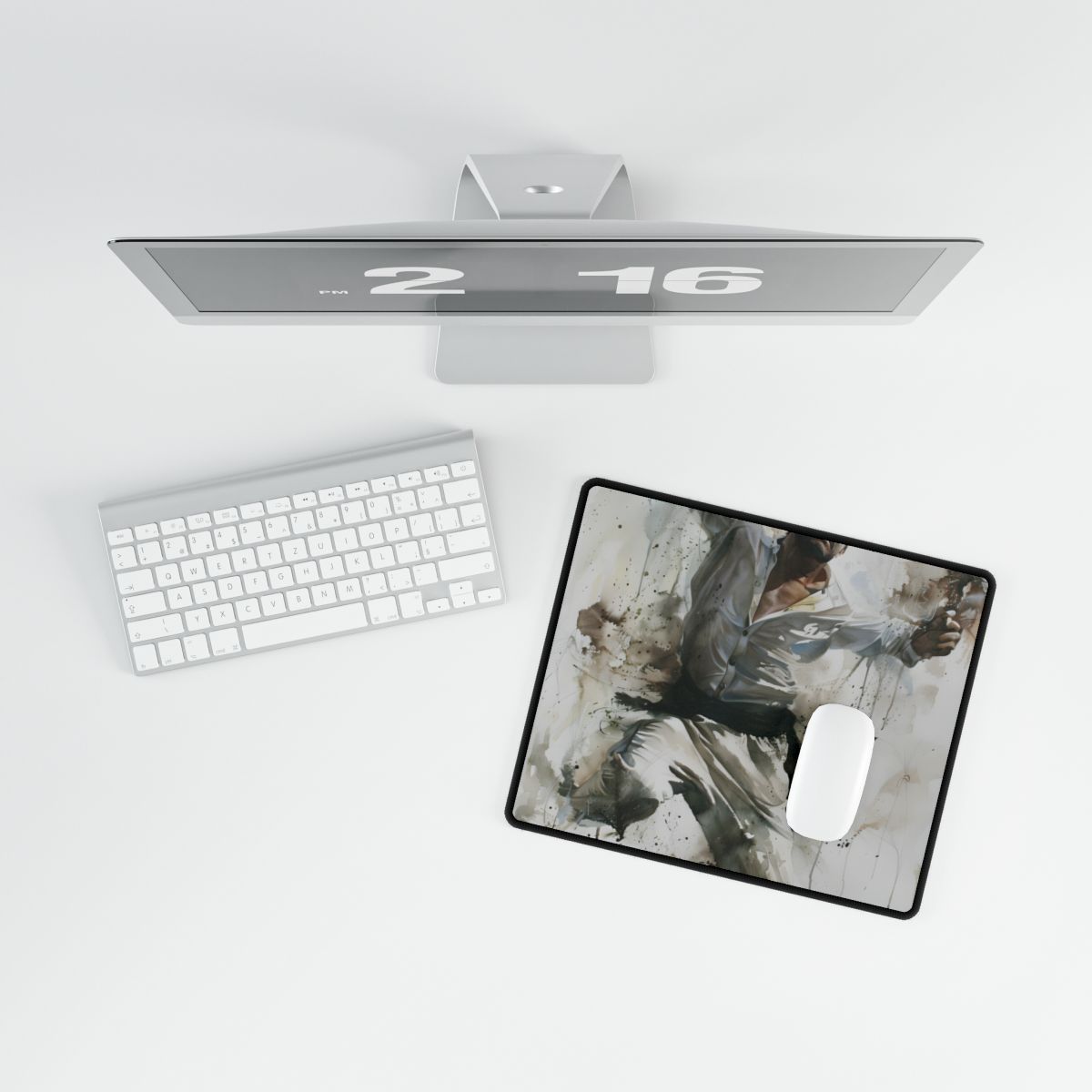 Watercolor Artwork: Man Dancing in Dynamic Movement - Desk Mat