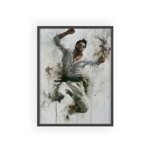Man Jumping in White Shirt Framed Poster