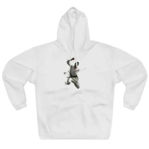 Man Jumping in White Shirt Hoodie