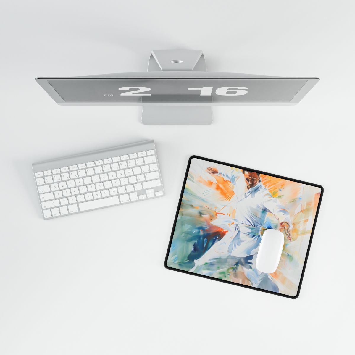 Watercolor Dance: A Historical Man in White Artwork - Desk Mat