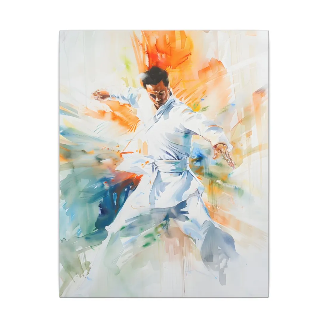 Watercolor Dance: A Historical Man in White - Canvas