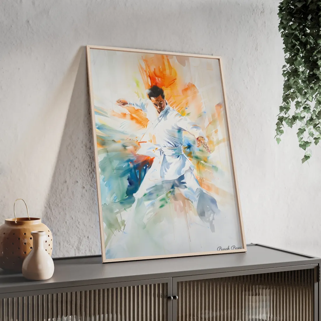 Watercolor Dance: A Historical Man in White - Framed Poster