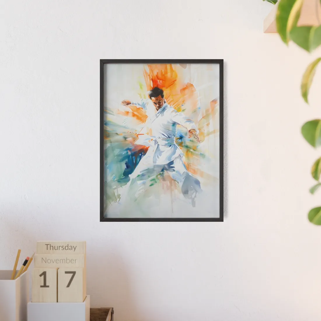 Watercolor Dance: A Historical Man in White - Framed Poster