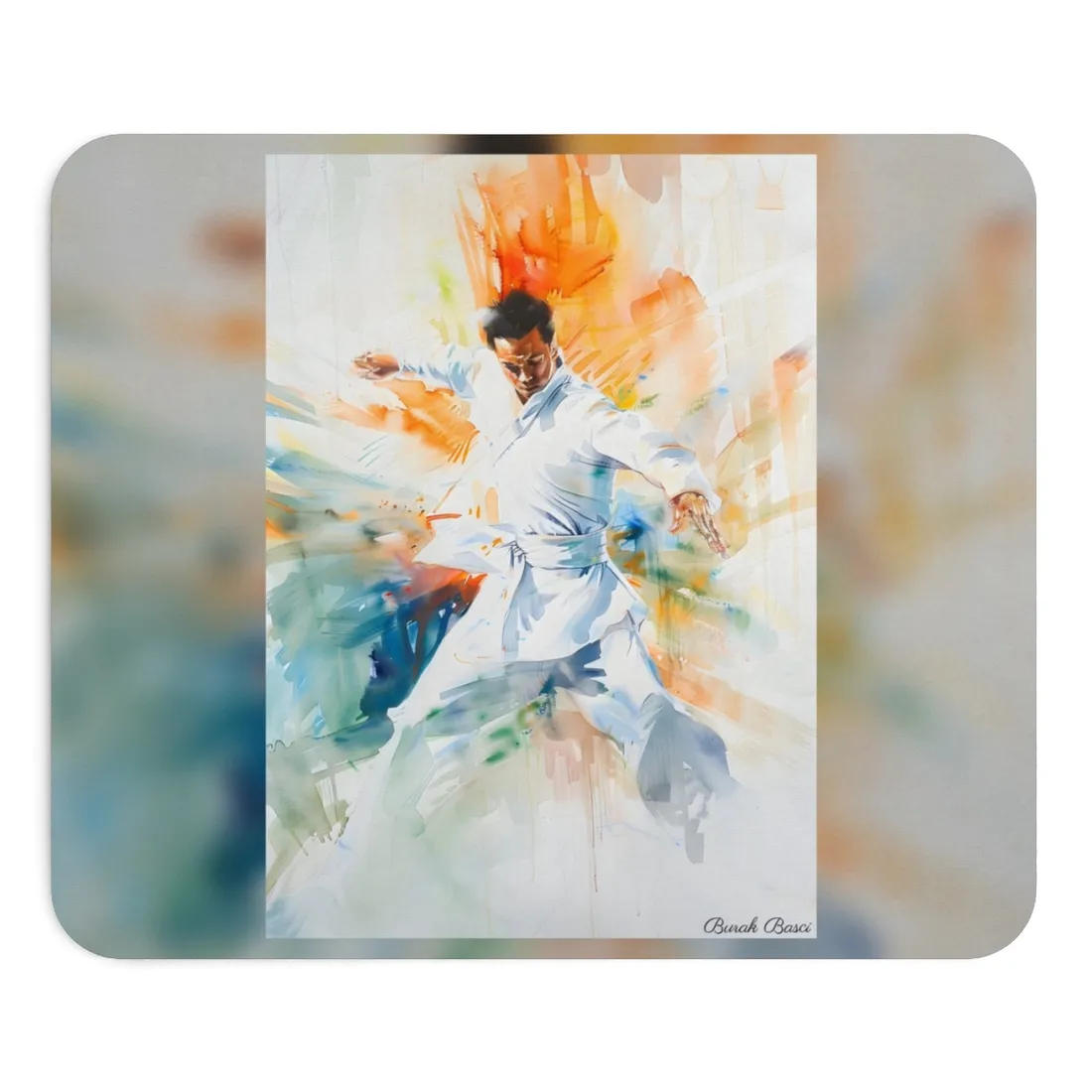 Watercolor Dance: A Historical Man in White - Mouse Pad