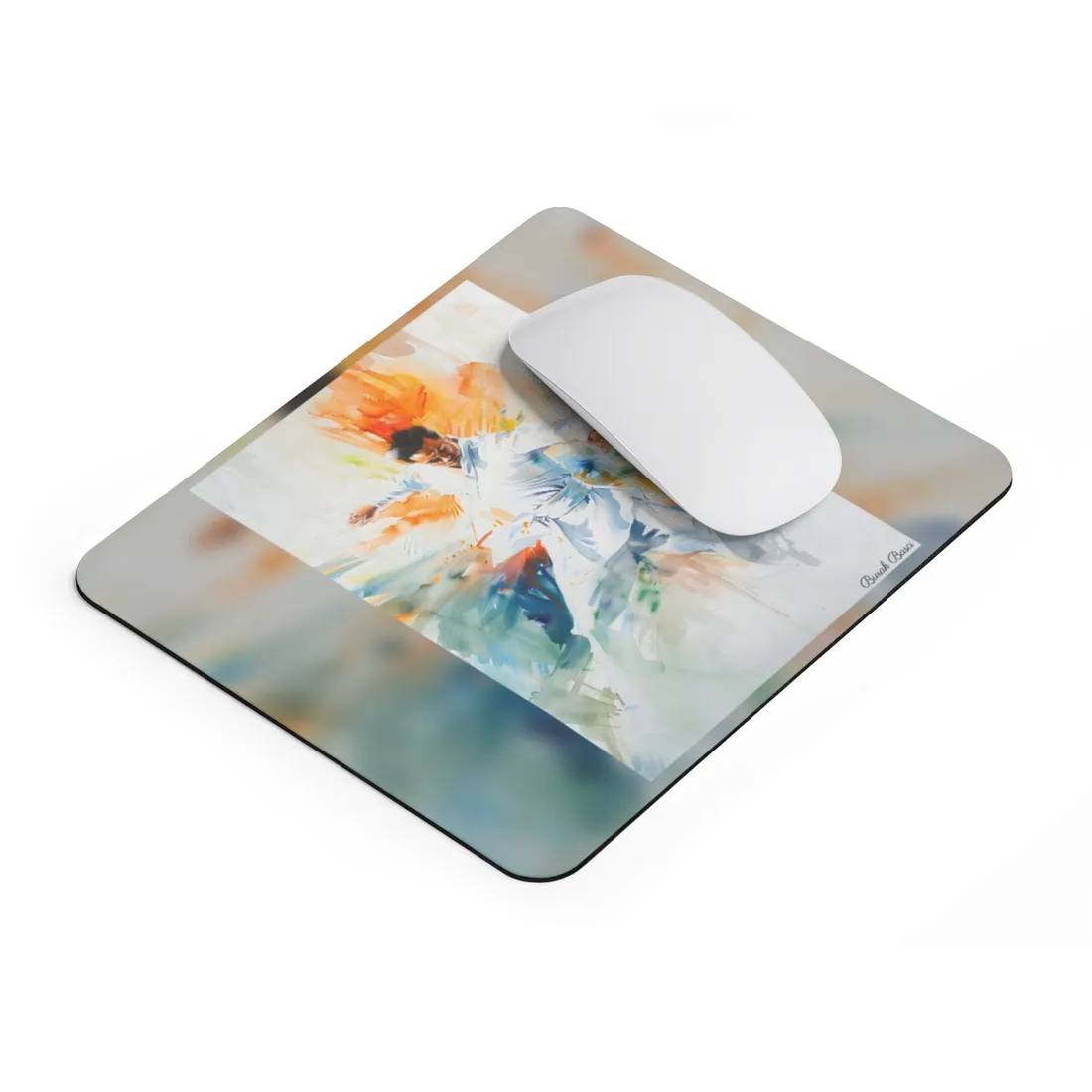 Watercolor Dance: A Historical Man in White - Mouse Pad