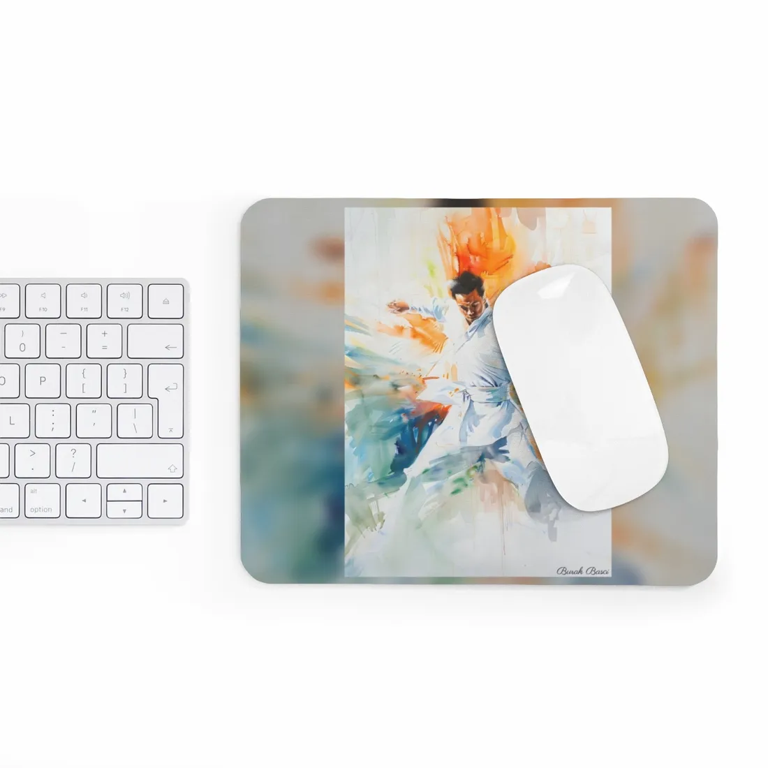 Watercolor Dance: A Historical Man in White - Mouse Pad