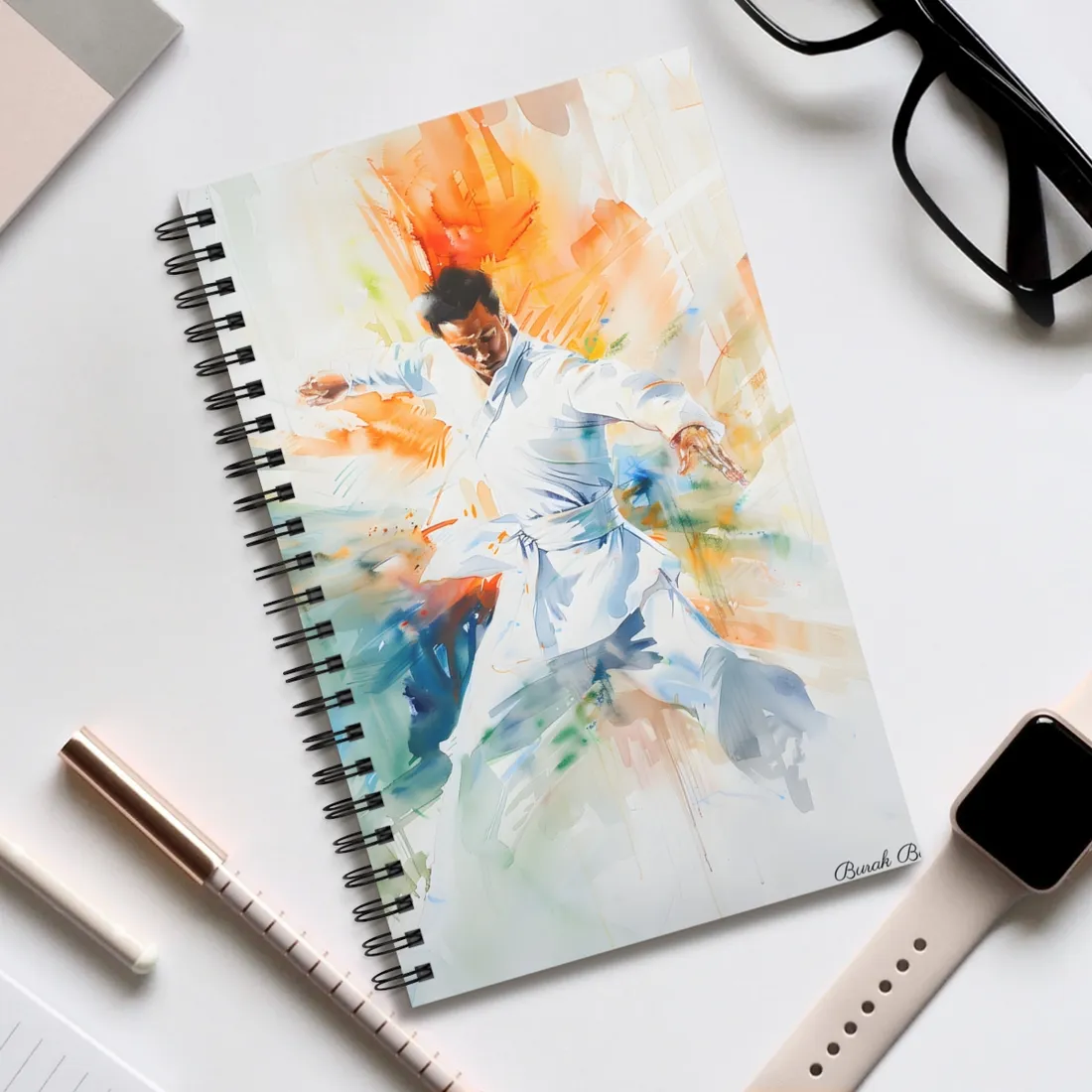 Watercolor Dance: A Historical Man in White - Spiral Notebook