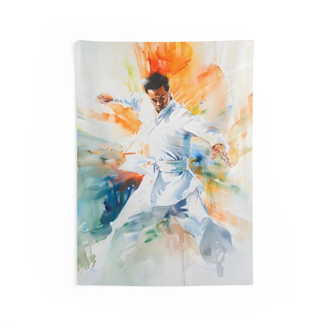 Watercolor Dance: A Historical Man in White - Wall Tapestry