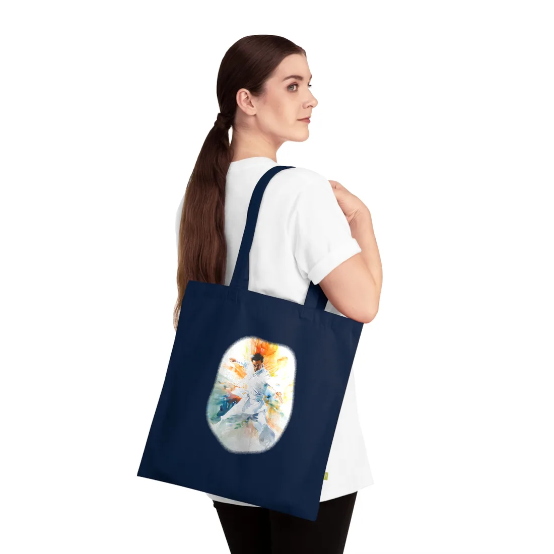 Watercolor Dance: A Historical Man in White - Tote Bag (French Navy)