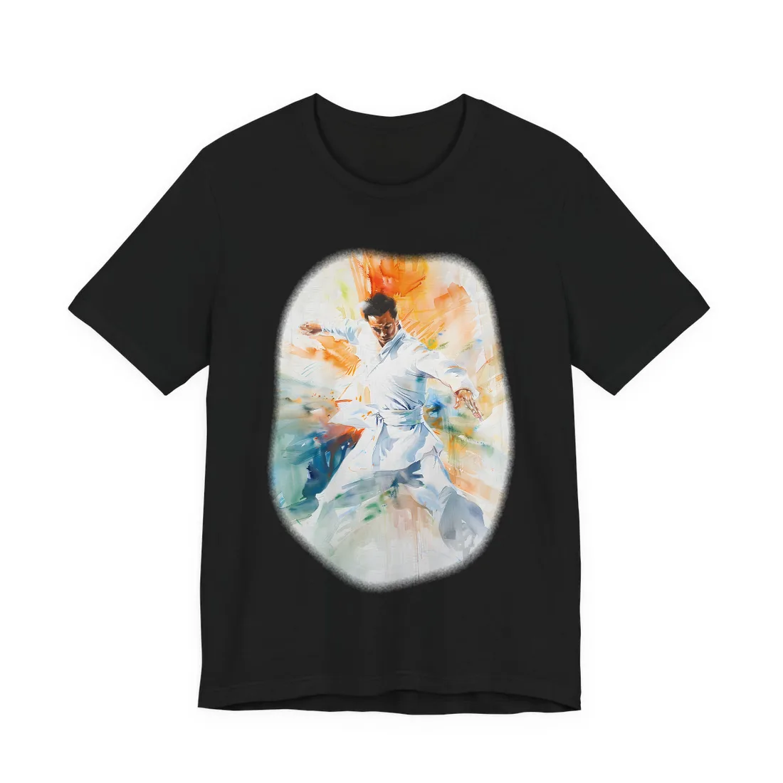 Watercolor Dance: A Historical Man in White - T-Shirt (Black)