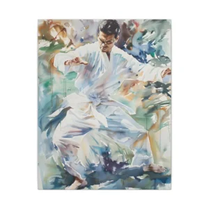 Karate Practitioner in White Gi Canvas Print