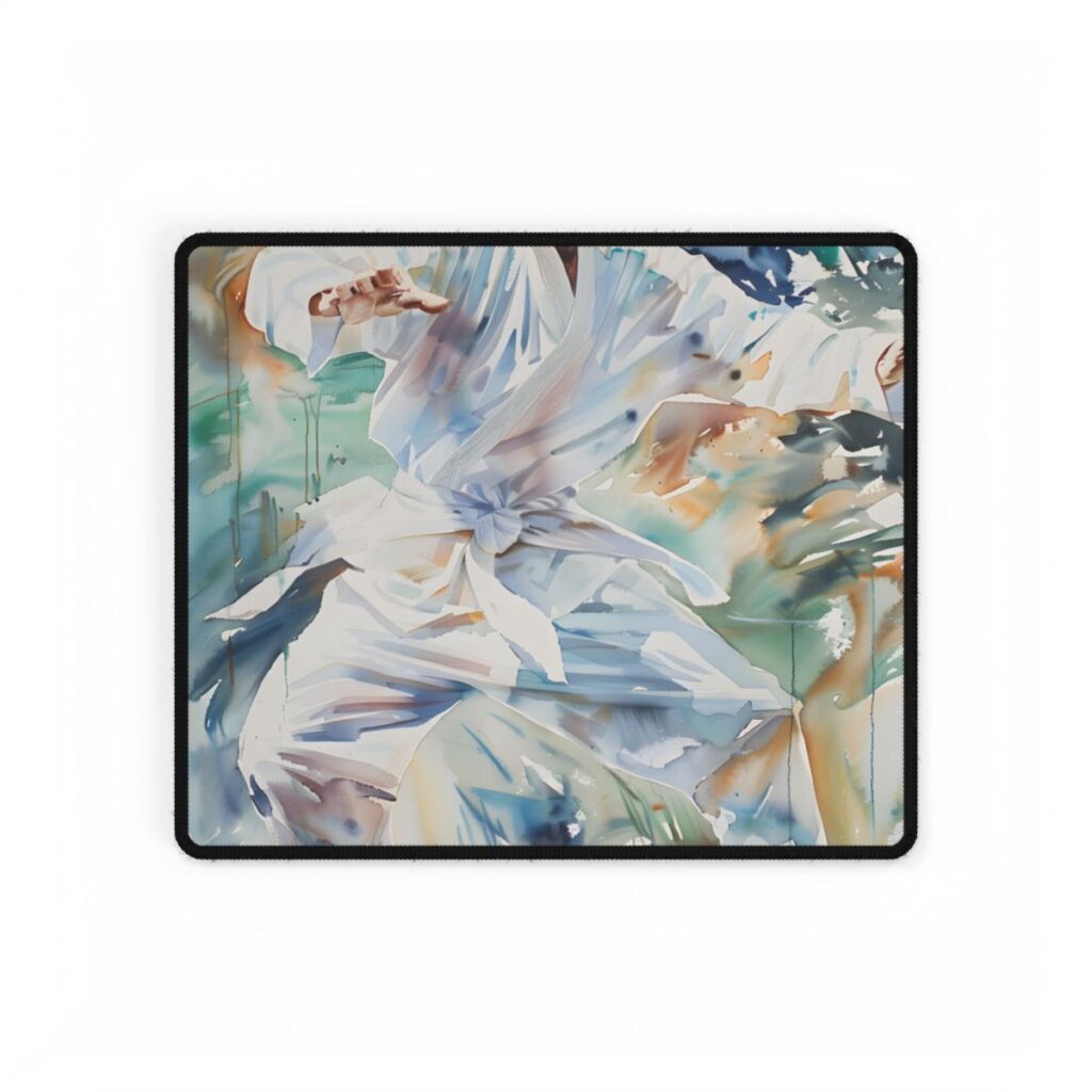 Watercolor Dance: A Man in White Attire - Desk Mat