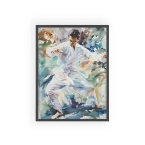 Karate Practitioner in White Gi Framed Poster