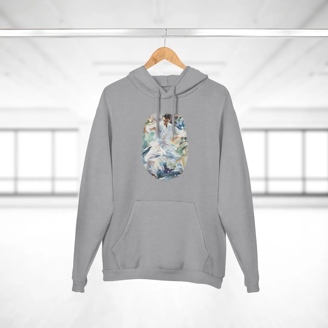 Watercolor Dance: A Man in White Attire - Hoodie (Heather Grey)