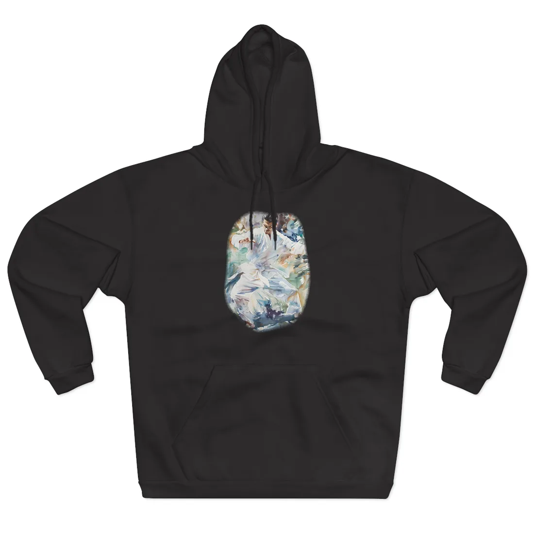 Watercolor Dance: A Man in White Attire - Hoodie (Black)