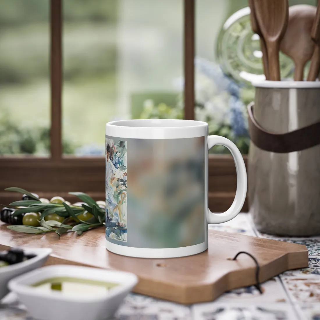 Watercolor Dance: A Man in White Attire - Mug