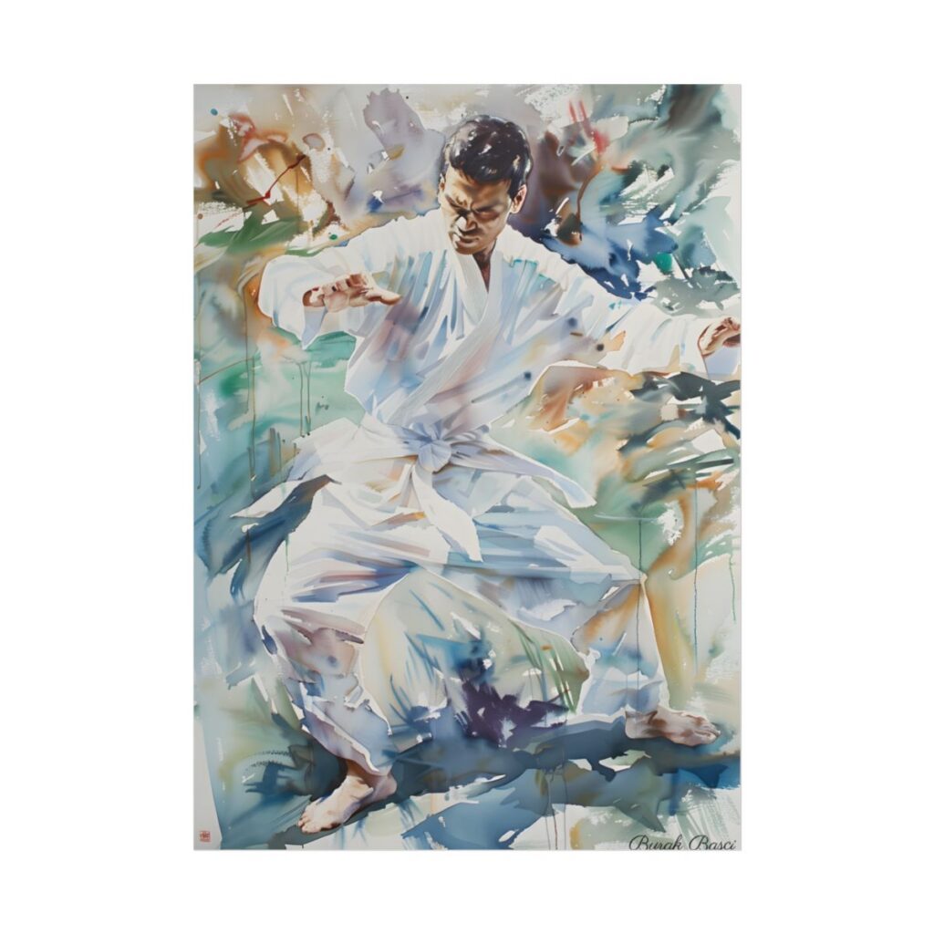 Watercolor Dance: A Man in White Attire - Poster