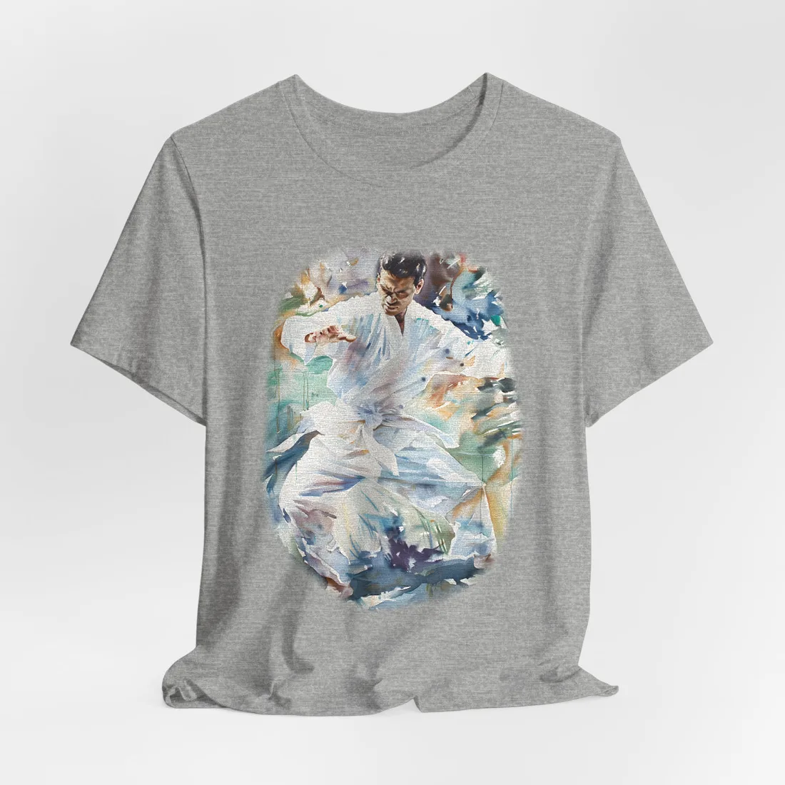 Watercolor Dance: A Man in White Attire - T-Shirt (Athletic Heather)