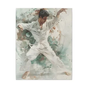 Martial Artist in White Uniform Canvas Print