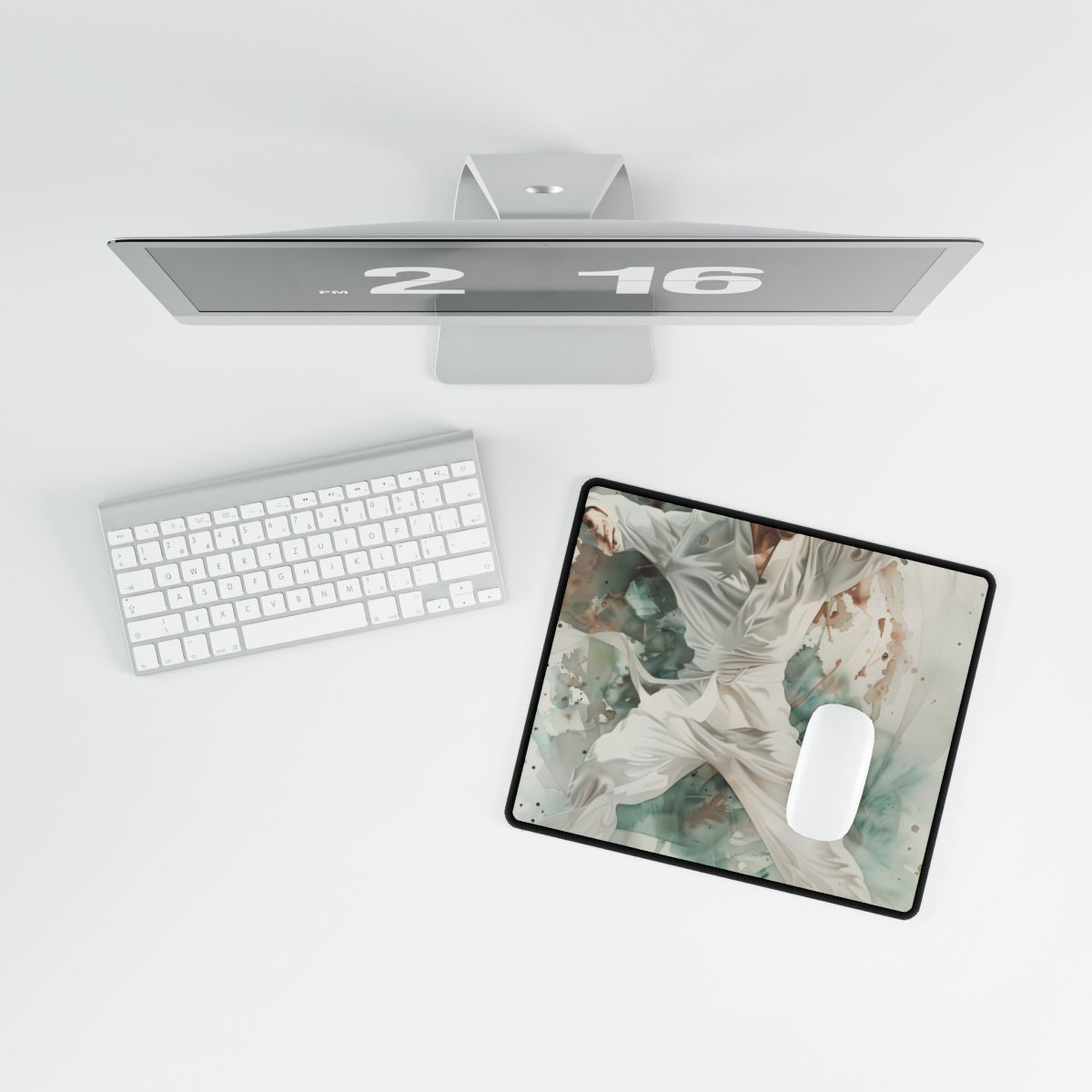 Watercolor Dance Movement: A Man in White - Desk Mat