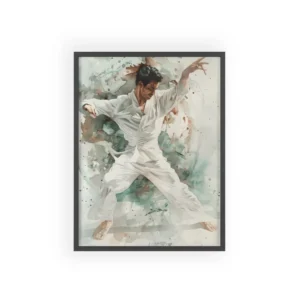 Martial Artist in White Uniform Framed Poster