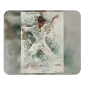 Martial Artist in White Uniform Mouse Pad