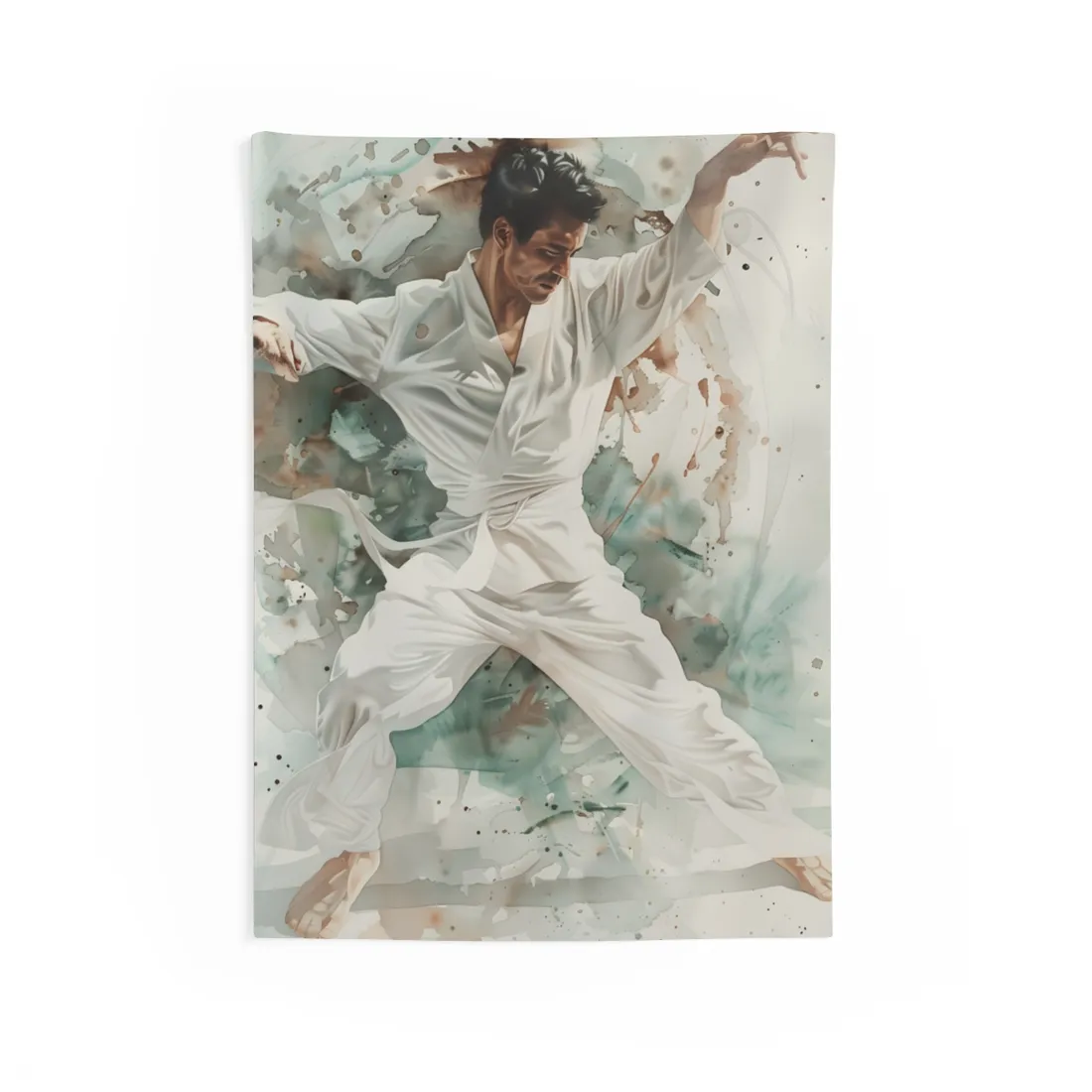 Watercolor Dance Movement: A Man in White - Wall Tapestry