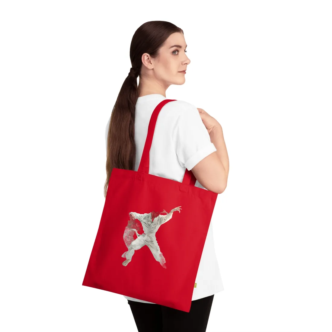 Watercolor Dance Movement: A Man in White - Tote Bag (Classic Red)