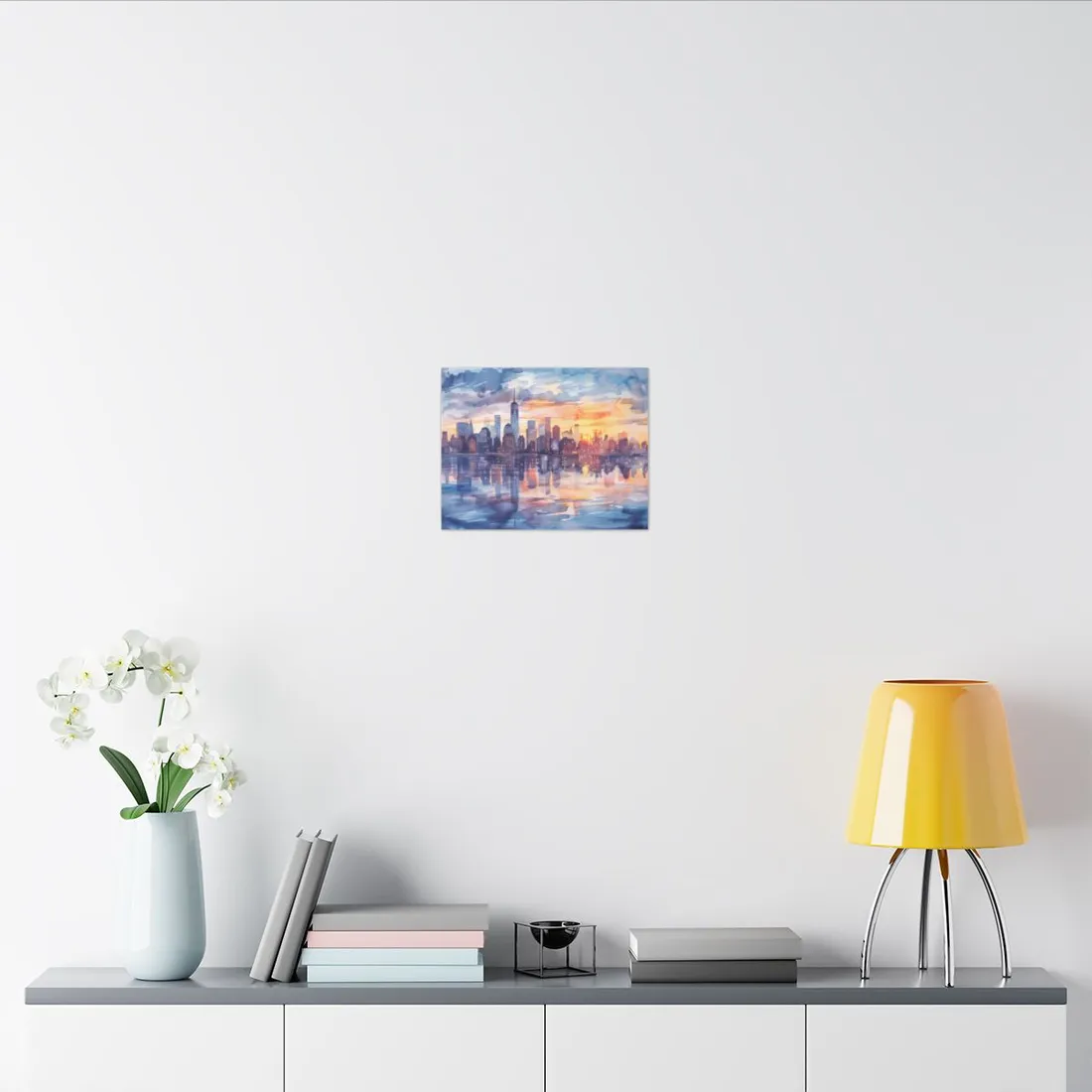 Watercolor New York City Sunset Skyline: Artistic NYC View - Canvas