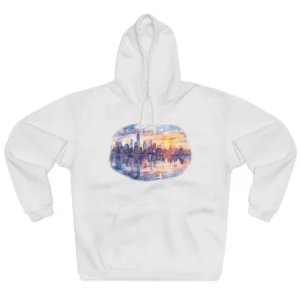Watercolor Skyline at Dusk Hoodie