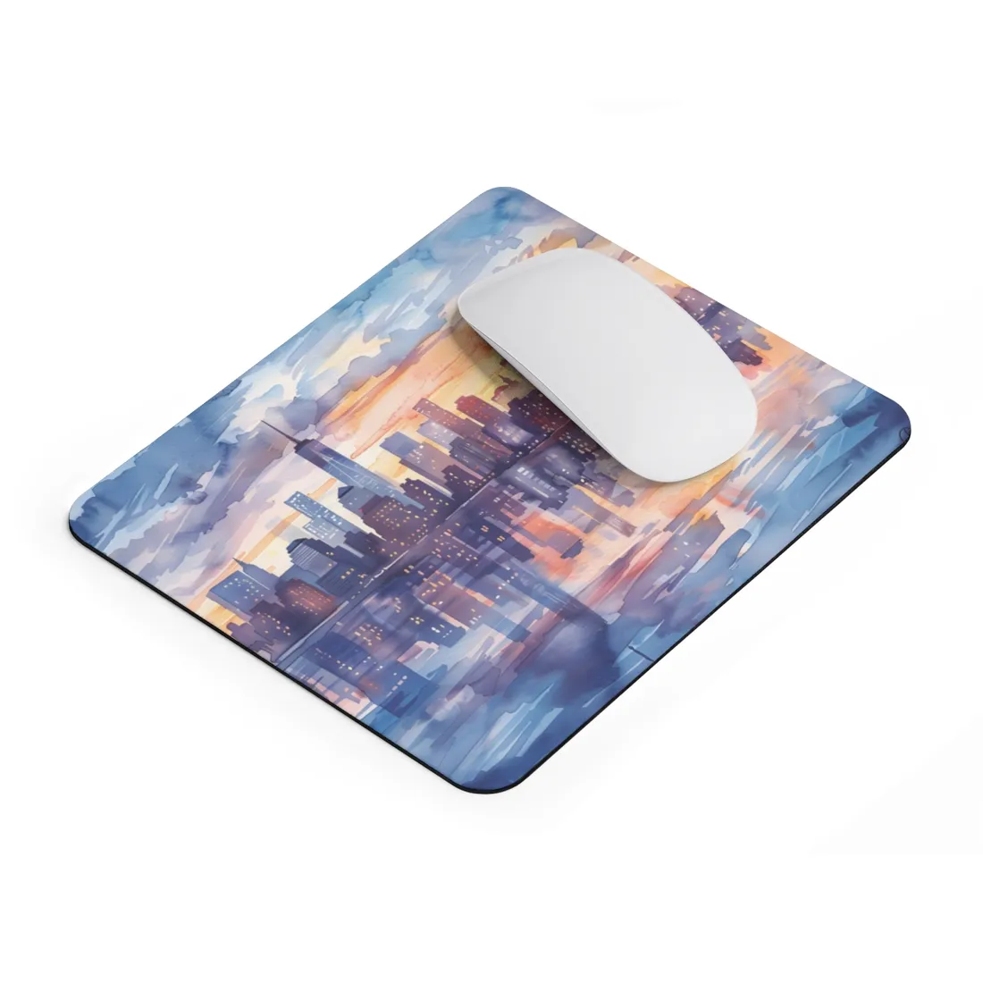 Watercolor New York City Sunset Skyline: Artistic NYC View - Mouse Pad