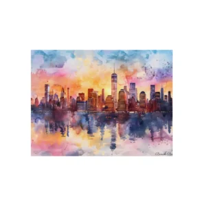 Skyline at Golden Dusk Metal Poster