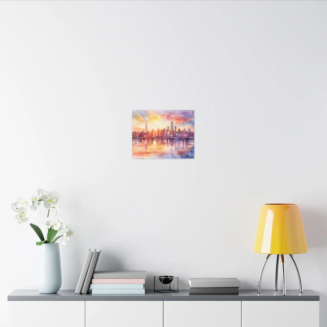 Watercolor Sunset New York City Skyline: Beautiful - Canvas