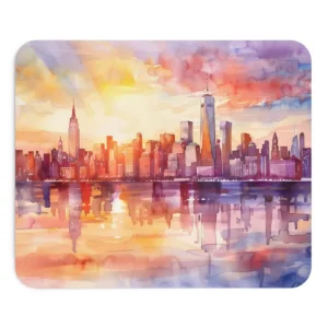 City Skyline at Sunset Mouse Pad