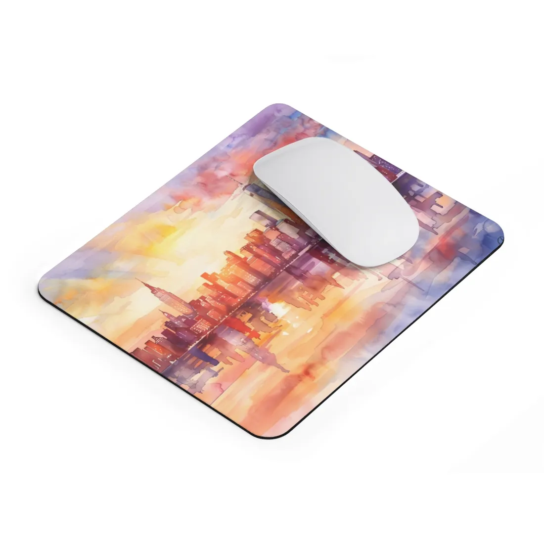 Watercolor Sunset New York City Skyline: Beautiful - Mouse Pad