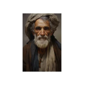 Elderly Man in Head Wrap Metal Poster