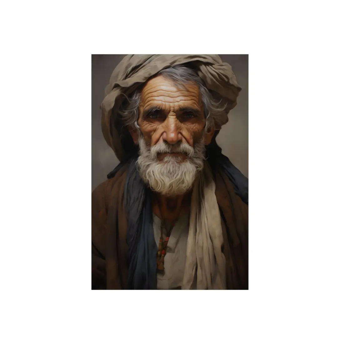 Weathered Elder: Portrait of an Old Man with Beard - Metal Poster