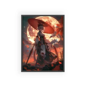 Woman with Red Parasol Framed Poster